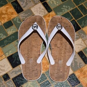 Michael Kors White Sandals with Cork Footbed